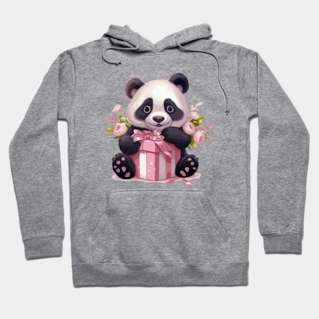 Cute Panda with gifts Hoodie by CatCoconut-Art